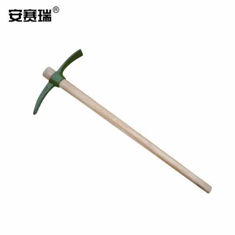 安赛瑞洋镐十字镐木柄钢镐锰钢镐头开荒工地施工户外军绿