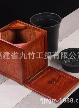 梨花木款式二废水桶实木茶台茶渣桶茶桶WJF茶盘件排配水方垃形圾
