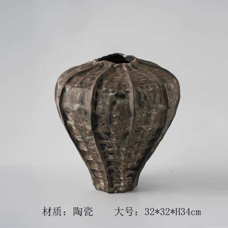 宿新装饰品侘艺术民陶瓷花瓶器软玄关摆件茶几中式寂花日式样板间