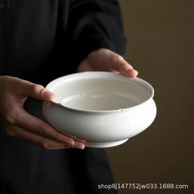 草灰木收02356纳茶洗花大口建水禅意复古茶渣缸笔号杯洗洗陶瓷茶