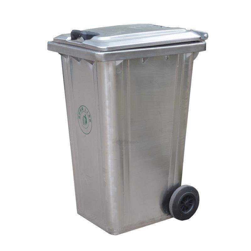 户外2F7557T8S40L不锈政钢环?卫保挂车垃圾桶大号带轮120升环市物