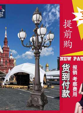 3头5头多头欧式风格庭院灯 3.5米4M门柱沙压铸铝步行街景区花园灯