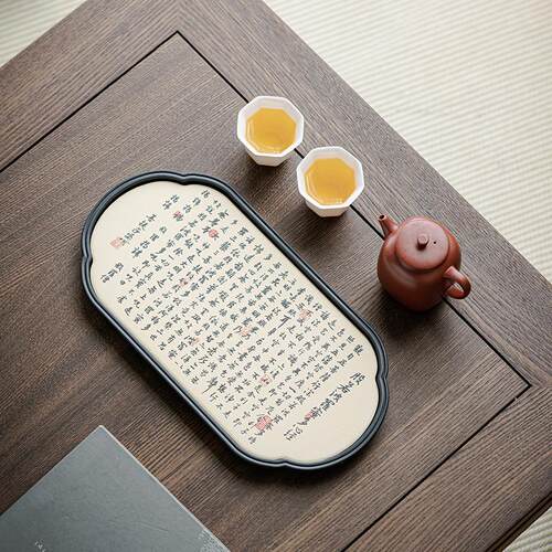 复古中式国风吸水干泡盘茶盘托盘陶瓷家用干泡台创意速干功夫茶台