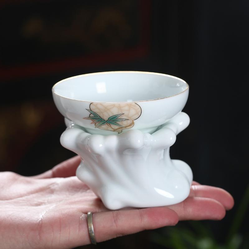 紫不语 创意家用陶瓷过滤器影青白瓷茶滤茶水分离器砂网滤水茶漏