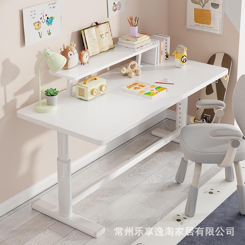 电脑桌家用白色办公桌可升降台式机电脑桌中小学生学习写字书桌