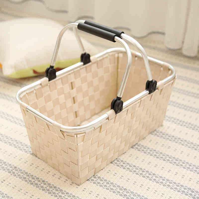 超市购物篮手提篮迷你购物篮塑料筐折叠提手购物篮收纳篮