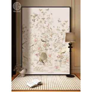 《百鸟投林》法式中古风百鸟图高级感覆古客厅装饰画玄关艺术挂画