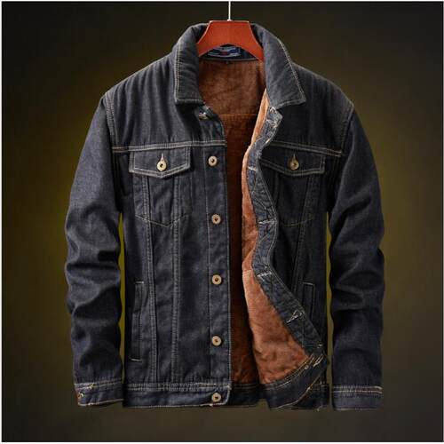Men's denim jacket, thickened warm cotton jacket, plus
