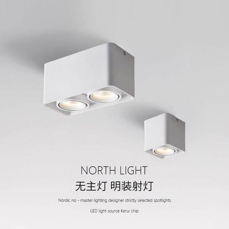 明装射灯LED筒灯客厅无主灯照明单头盒子灯过道灯防眩双头斗胆灯