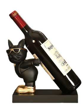 法斗狗创意高档客厅红酒架摆件酒柜装饰品家居玄关餐桌电视柜摆设