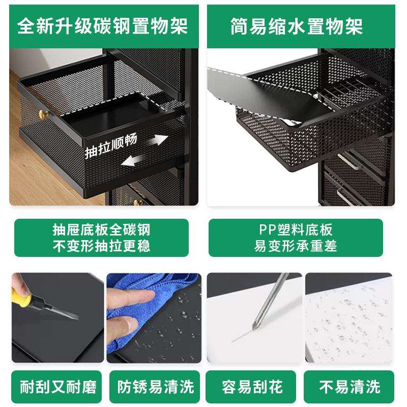 厨房置物架菜篮子蔬菜水果调味料收纳多层抽屉式落地夹缝储物架子