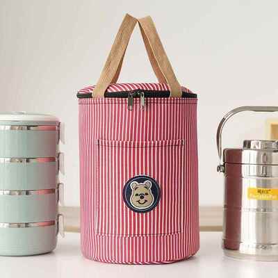 圆保上手温饭盒袋铝箔加厚提包班形族CSH带饭装饭桶的