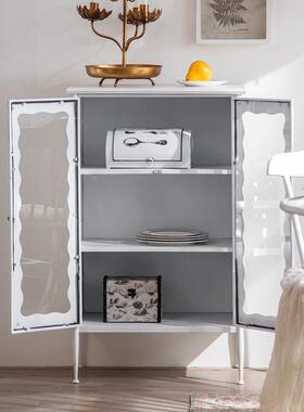 现简柜约风白色铁艺餐柜客厅创意收纳玻璃酒店民宿VMH装饰代储边