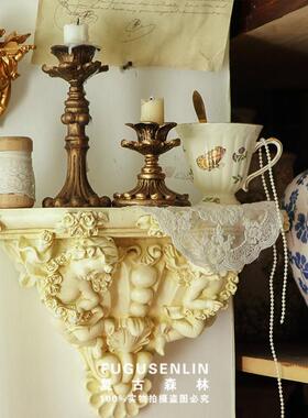 复古森林欧式天使罗马柱烛台浮雕壁挂法式相框家居装饰拍照道具