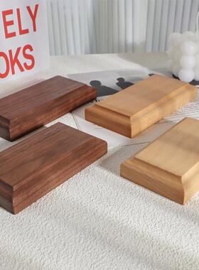 黑胡桃榉木实木摆件长方形托架胸像底座佛像印章石头茶壶奇石简约