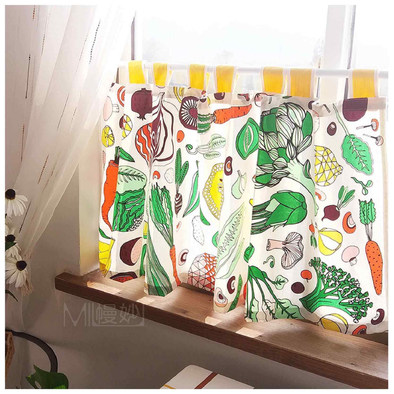 厨房门帘短帘隔断风水门帘柜门帘餐厅门帘咖啡厅棉麻布艺装饰定制