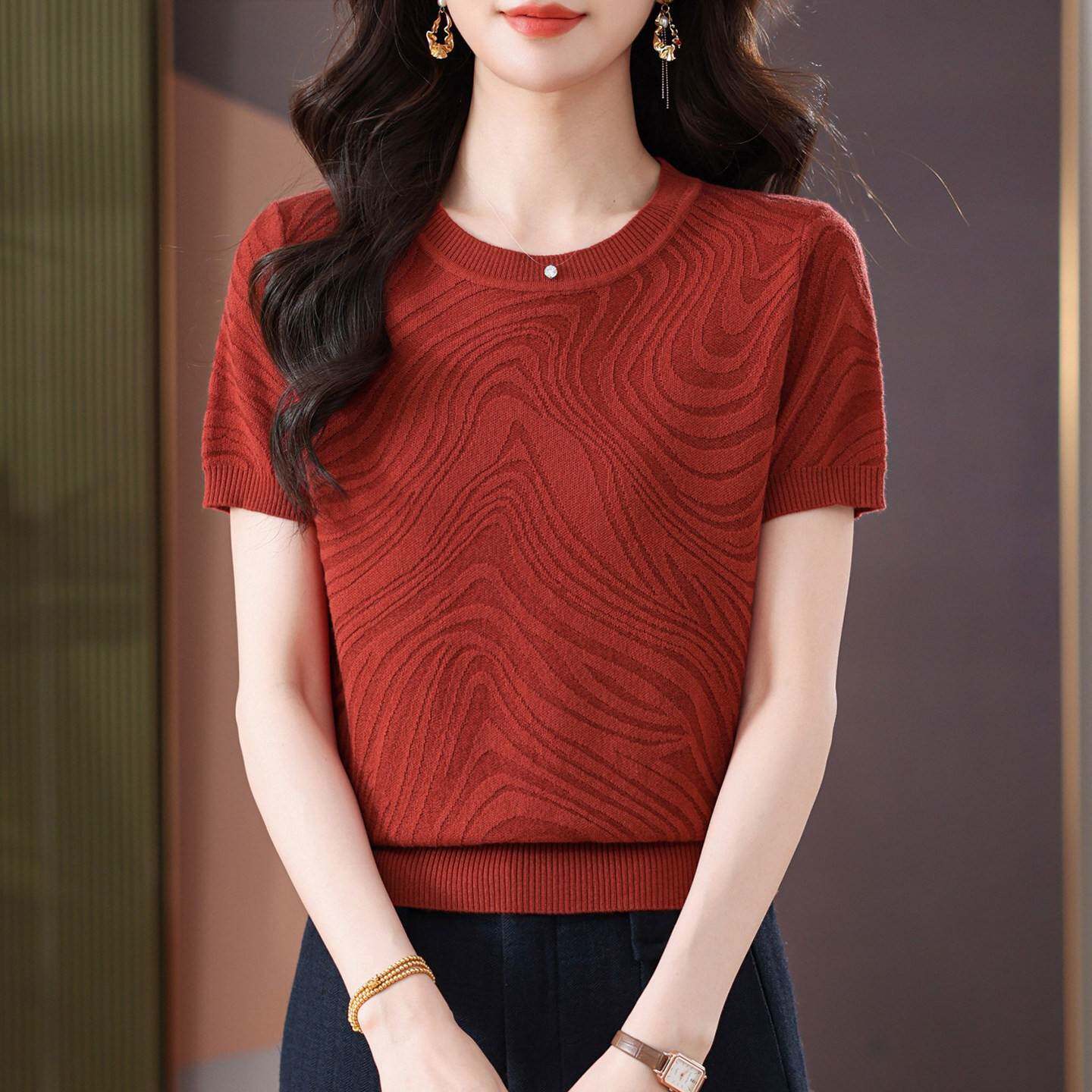 桑蚕丝短袖t恤女2026新款夏季妈妈气质高端天丝针织衫半袖上衣薄