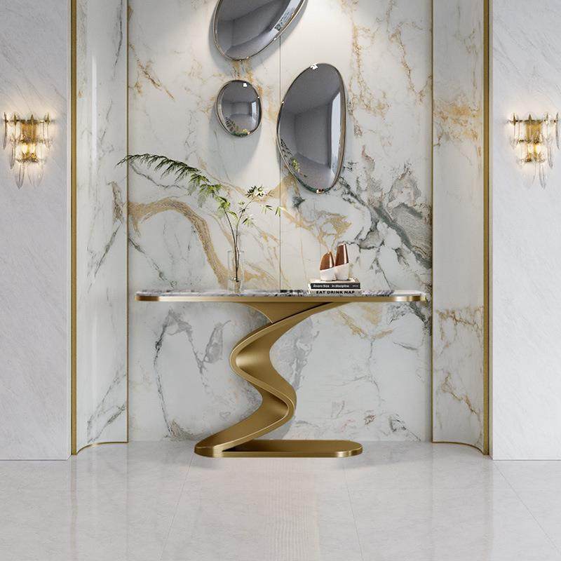 高端意式轻奢大理石奢石玄关桌超窄玄关柜别墅酒店走廊条案端景台