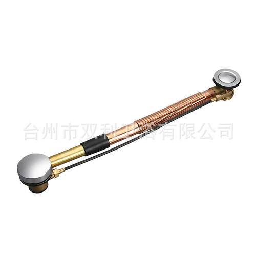供应高品质加重铜浴缸机动下水器手轮旋转式紫铜波纹管浴缸下水器