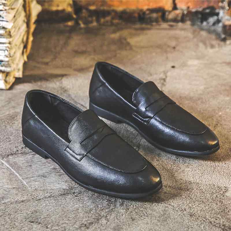 高档夏季新款鞋男英伦皮鞋一脚懒人鞋休闲百搭豆豆鞋套脚发蹬型师