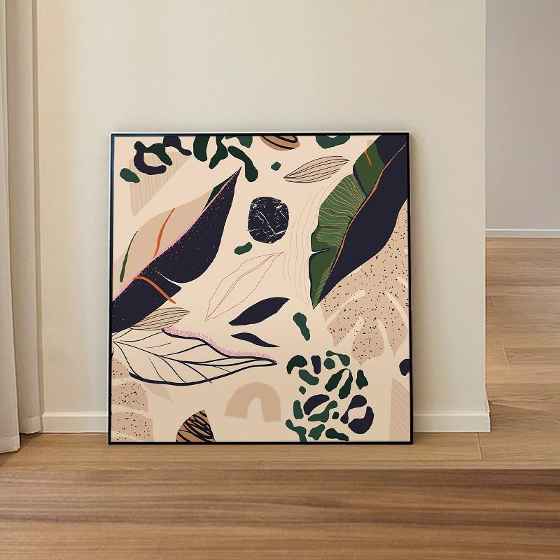 餐厅酒店北欧创意挂画奶油装饰画墙背景ins风客厅植物沙发现代图片