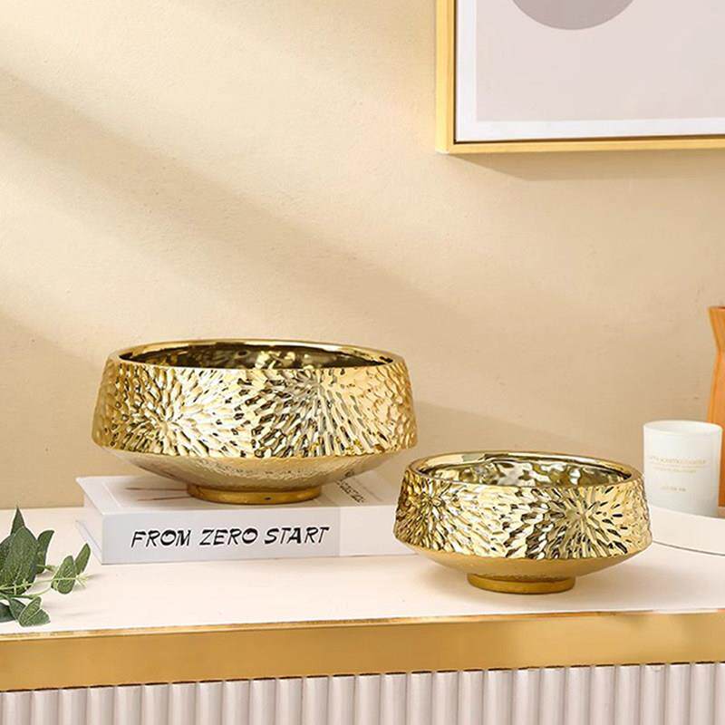 轻奢现代简约北欧金色陶瓷花盆客厅玄关花器家居摆件蝴蝶兰装饰品