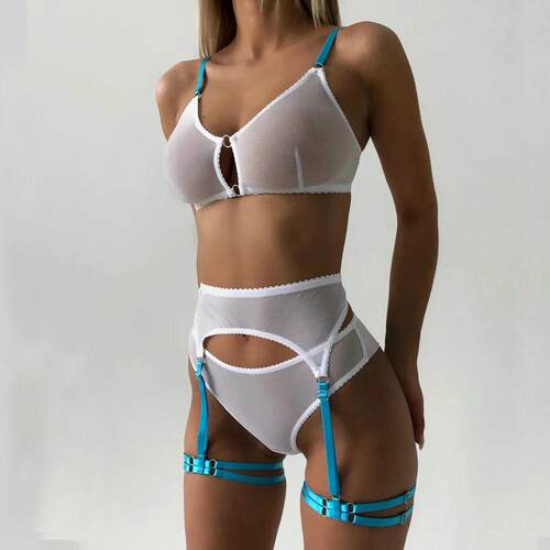 Funny lingerie lace comfortable bra underpants garter suit