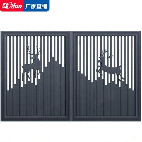 博盾铝艺庭院大门乡村院子小门花园别墅铝合金电动双开小院对开门