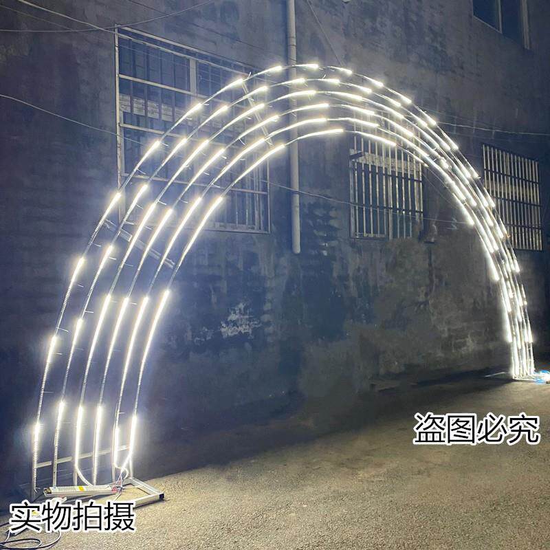 道具铁艺流星雨拱门流水灯带架子背景跑马灯婚礼门迎宾门拱形门