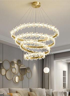 水晶花圆环吊灯轻奢客厅灯个性别墅简约灯餐厅卧室创意汽泡气泡