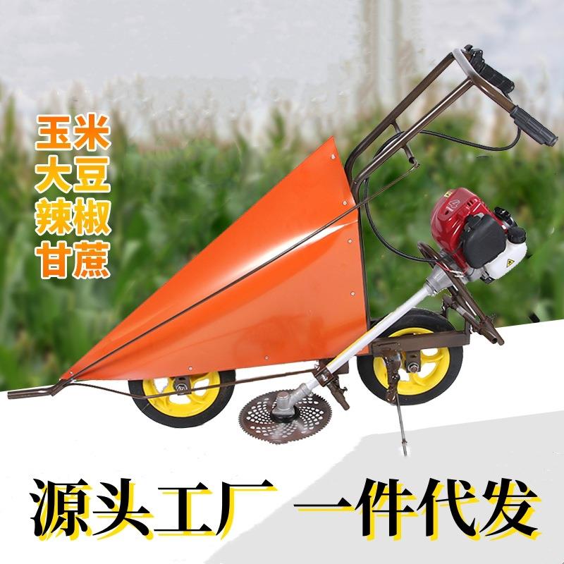 小型玉米辣椒收割机新款黄豆秸秆多功能手推式汽油家用割晒机割倒