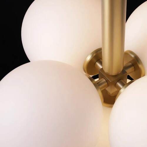 直销新款北欧全铜圆球吊杆灯具客厅餐厅主卧灯法式轻奢魔豆分子玻