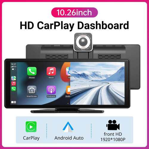 跨境10.26寸车载互联导航无线Carplay便携前录多媒体车机显示屏