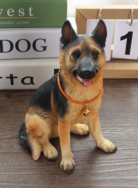 彷真黑背摆件狼狗德牧警犬模型客厅玄关柜桌面生肖动物装饰工艺礼