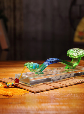 LO.GULEYA万事如意吉祥摆件家居摆设时尚装饰古法琉璃如意工艺品