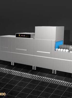 SS-E4800长龙式洗碗机变频斜插式双缸双喷全自动单漂洗烘干商用