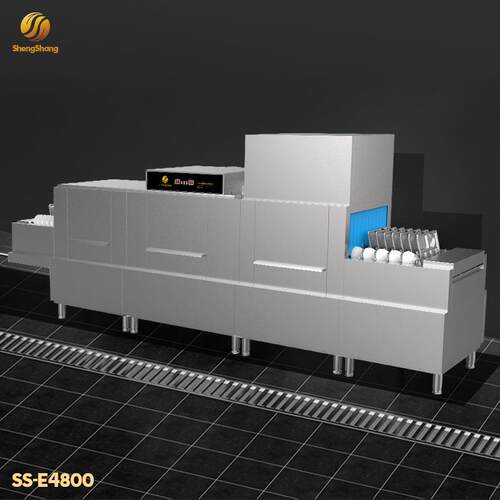 SS-E4800长龙式洗碗机变频斜插式双缸双喷全自动单漂洗烘干商用