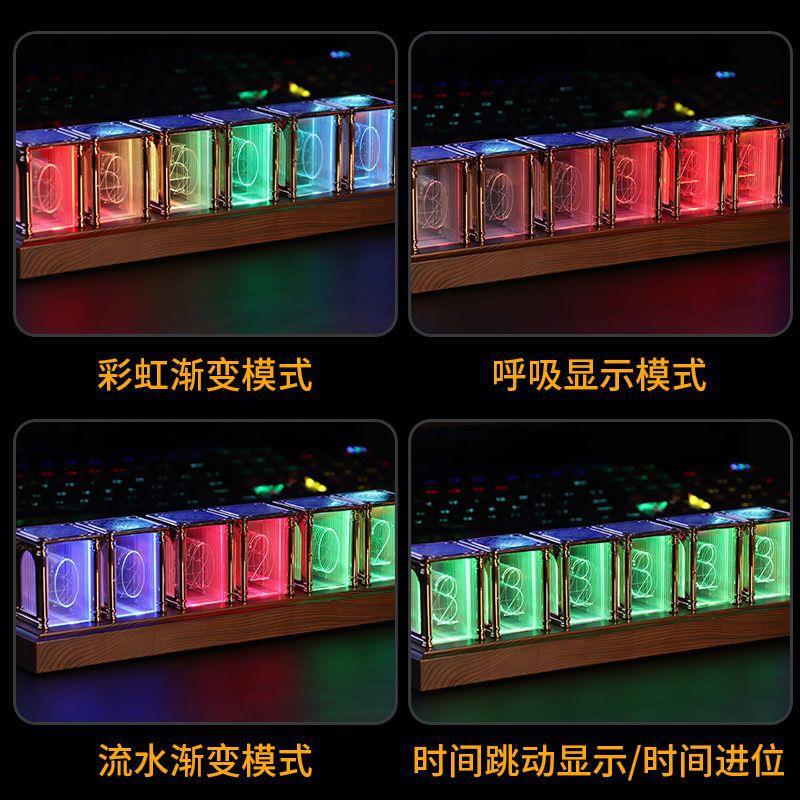 拟辉光管电子数字时钟电竞房桌面灯光创意数码电脑桌搭摆件图片