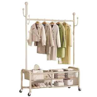 晾衣架落地家用可移动卧室凉衣架挂衣服架子室内简易杆衣帽架房间