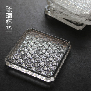 海浪纹琉璃杯垫隔热茶杯垫茶桌防滑垫茶托小茶碟 厂家批发日式