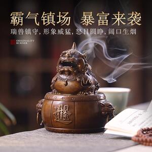 沉貔貅香炉纯铜家室内薰香炉中环香炉檀香茶道GDF21467香薰炉覆古