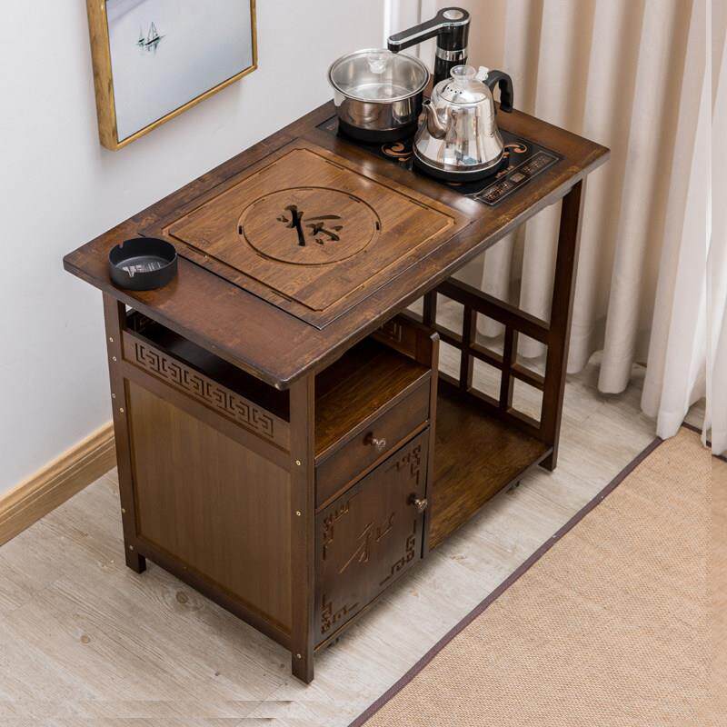 楠竹茶台可移动功夫小茶几家用实木茶桌泡茶车茶具套组烧水壶一体