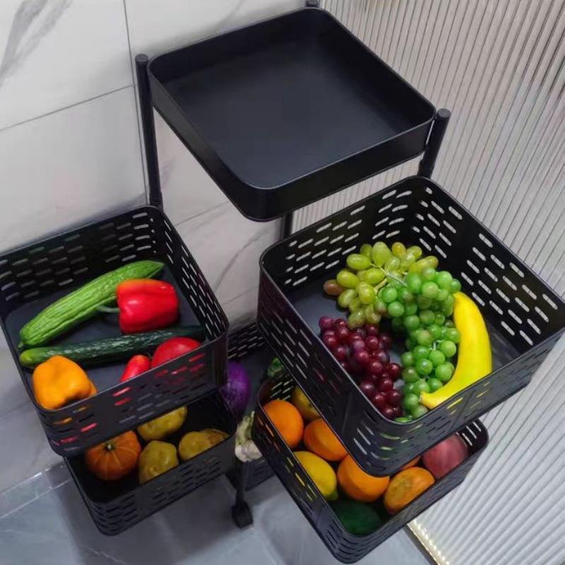 旋转置物架房家用多功能蔬收纳落地多厨免安装水果旋转置物层菜篮