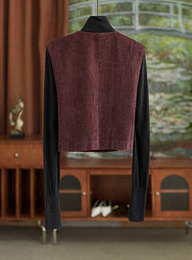 2434305-休闲时尚单排纽结金属扣马甲上衣+通勤阔腿裤春秋两件套