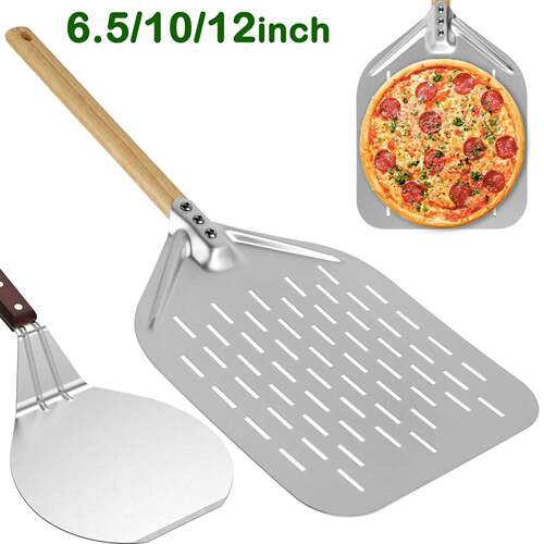 6.5/10/12inch Pizza Shovel Metal Non- Pizza Peel with Wood H