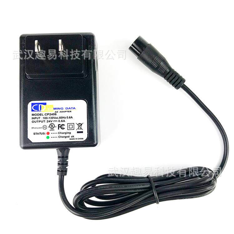 适用Razor E100 E125 E500S PR200 24V 0.6A三芯电动滑板车充电器