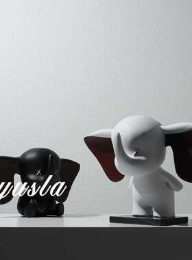 可爱动物小飞象摆件样板间客厅玄关柜电视柜别墅软装饰品树脂工艺