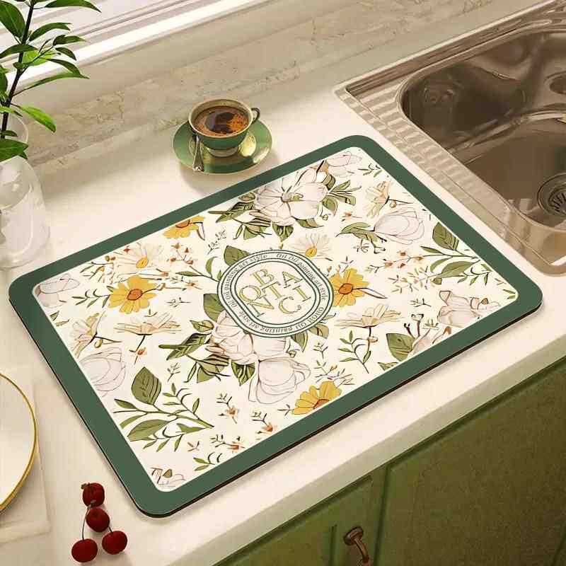 意式厨房沥水垫硅藻泥吸水垫桌面干燥垫杯垫免洗吧台垫子水池防滑
