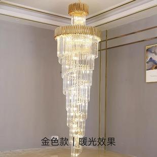 6米挑楼梯空吊灯墅复旋转水晶灯长吊灯复232式 厅楼挑高跃层loft大