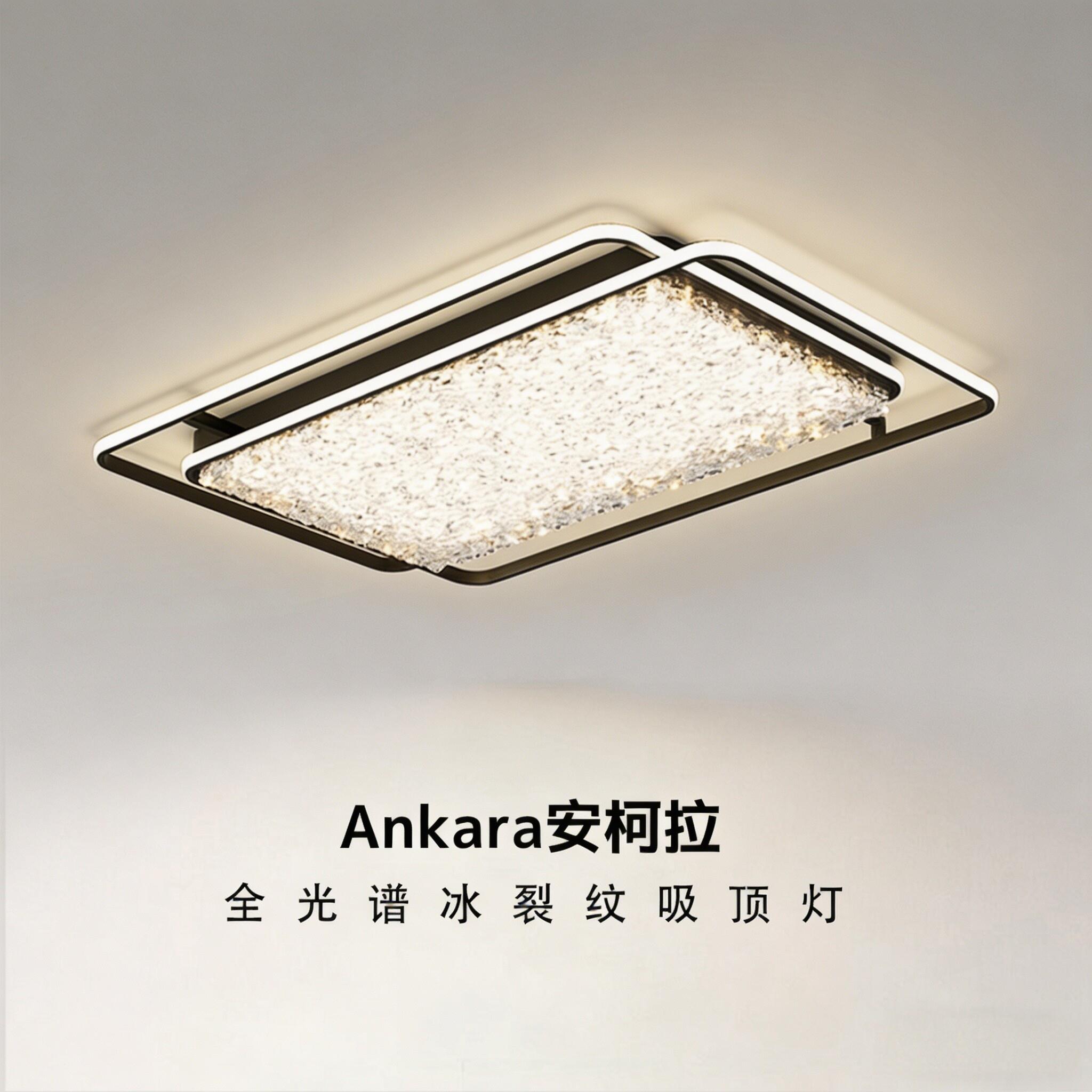 新款轻奢客厅吸顶灯现代简约长方形LED护眼主灯全光谱铁艺灯具